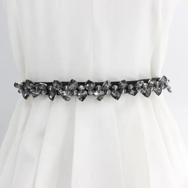 Snap Elastic Rhinestone Belt for Women