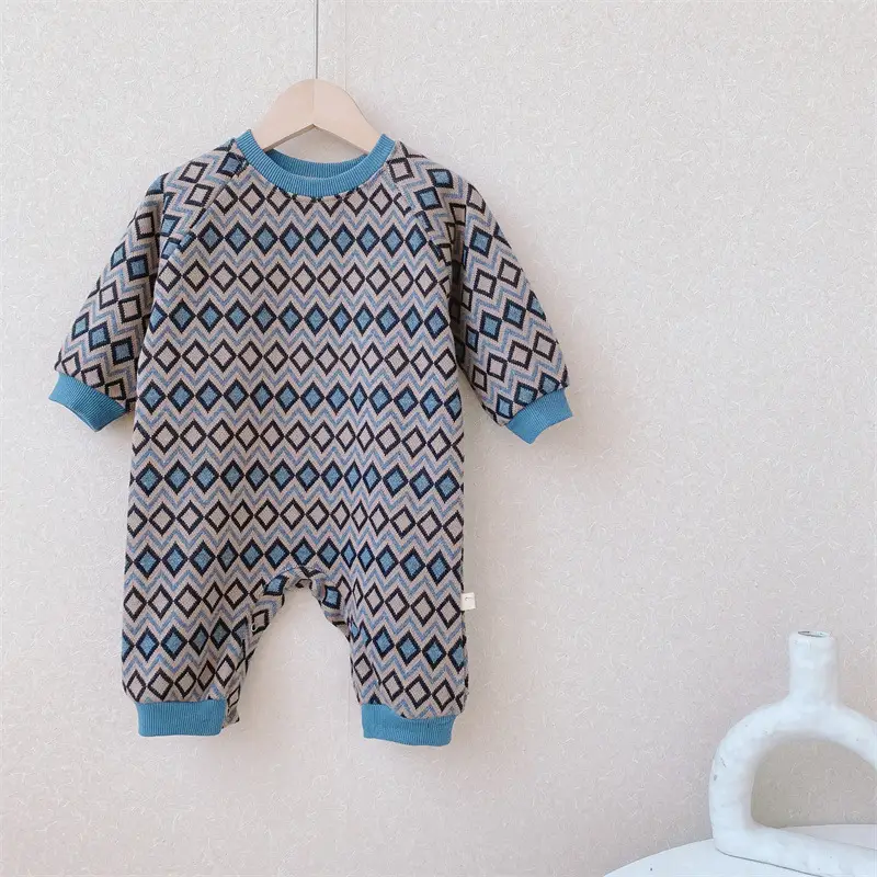 Baby Polka Dot Knitted Jumpsuit Yellow Brown - Image 10