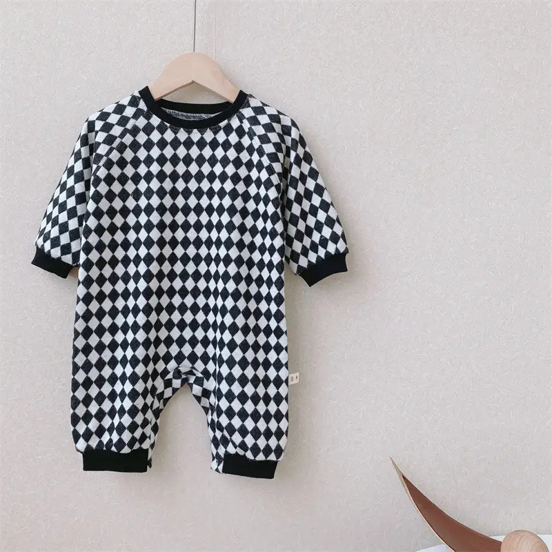 Baby Polka Dot Knitted Jumpsuit Yellow Brown - Image 12