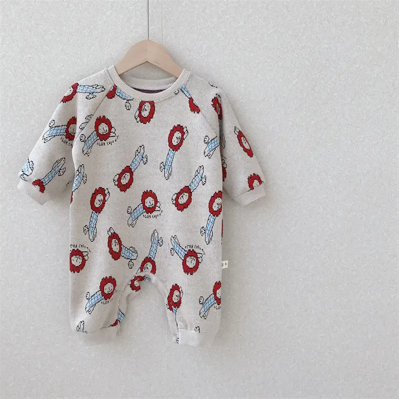 Baby Polka Dot Knitted Jumpsuit Yellow Brown - Image 13