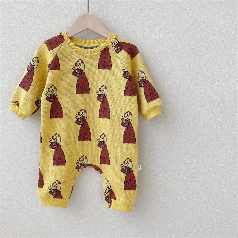 Baby Polka Dot Knitted Jumpsuit Yellow Brown - Image 17