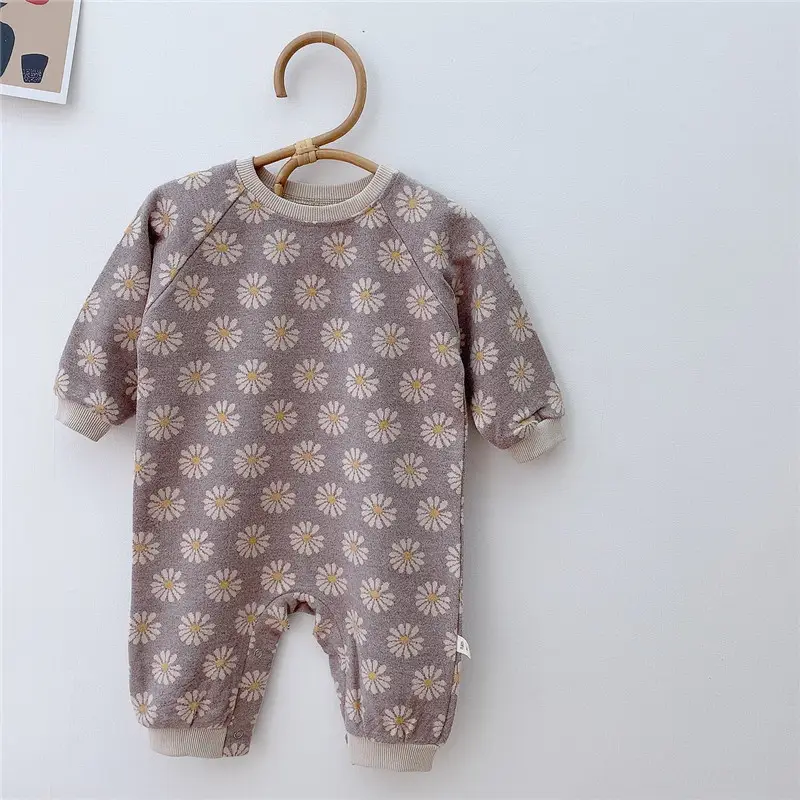 Baby Polka Dot Knitted Jumpsuit Yellow Brown - Image 2