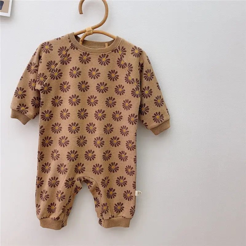 Baby Polka Dot Knitted Jumpsuit Yellow Brown - Image 3