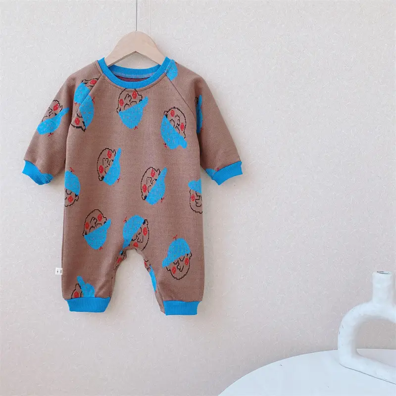 Baby Polka Dot Knitted Jumpsuit Yellow Brown - Image 8