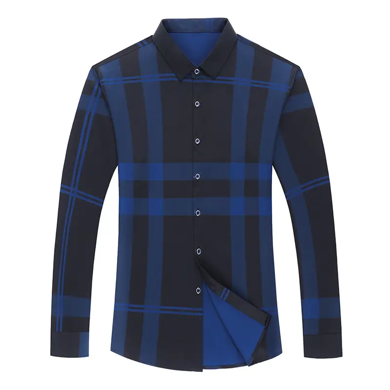 Men Long Sleeve Striped Shirt Black Purple 2023 - Image 9
