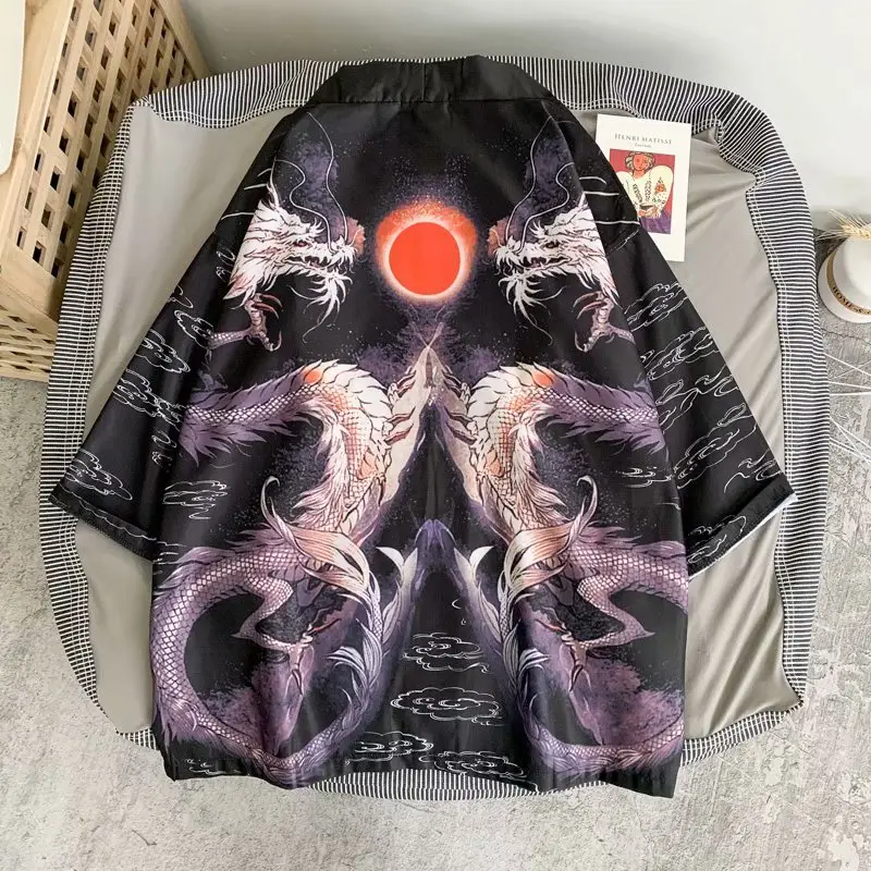 Japanese Style Kimono Coat Seven-Sided Sleeve Couple Men's Loose Thin - Image 13