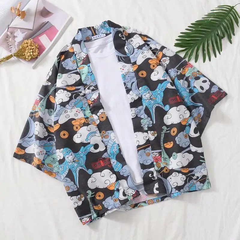 Japanese Style Kimono Coat Seven-Sided Sleeve Couple Men's Loose Thin - Image 15