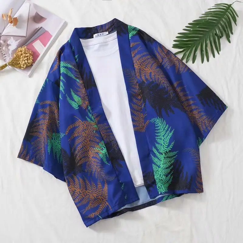 Japanese Style Kimono Coat Seven-Sided Sleeve Couple Men's Loose Thin - Image 2