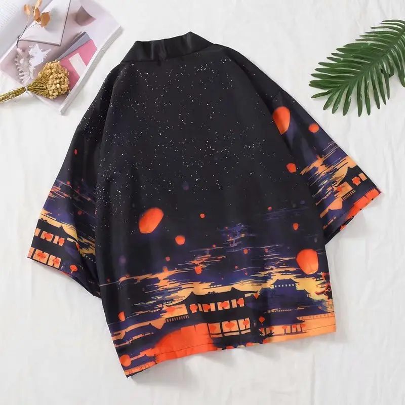 Japanese Style Kimono Coat Seven-Sided Sleeve Couple Men's Loose Thin - Image 4