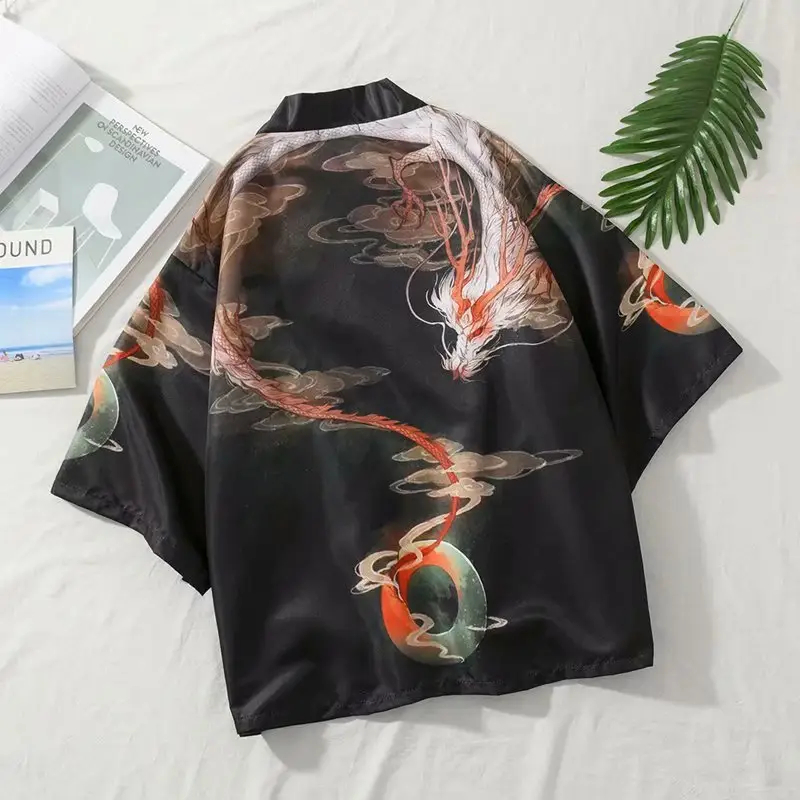 Japanese Style Kimono Coat Seven-Sided Sleeve Couple Men's Loose Thin - Image 7