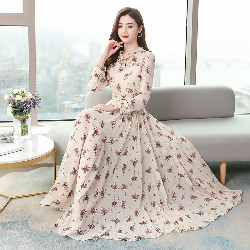 Elegant Floral Long Sleeve Dress for Women — feature 1