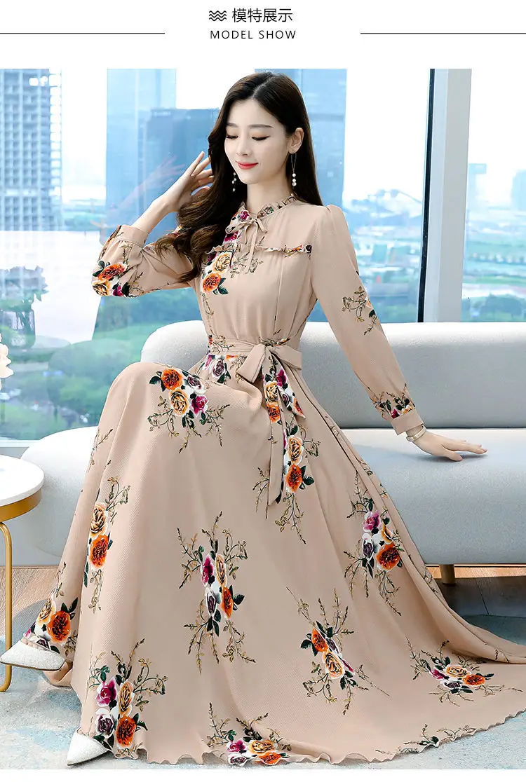 Elegant Floral Long Sleeve Dress for Women — feature 10