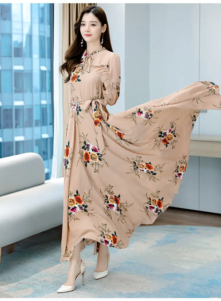 Elegant Floral Long Sleeve Dress for Women — feature 11