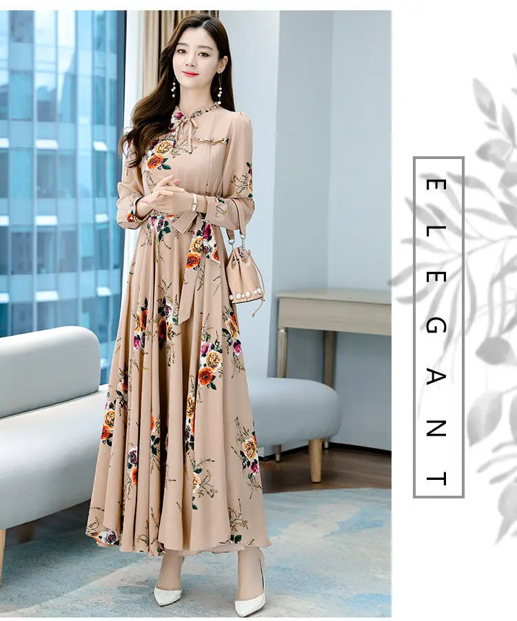 Elegant Floral Long Sleeve Dress for Women — feature 12