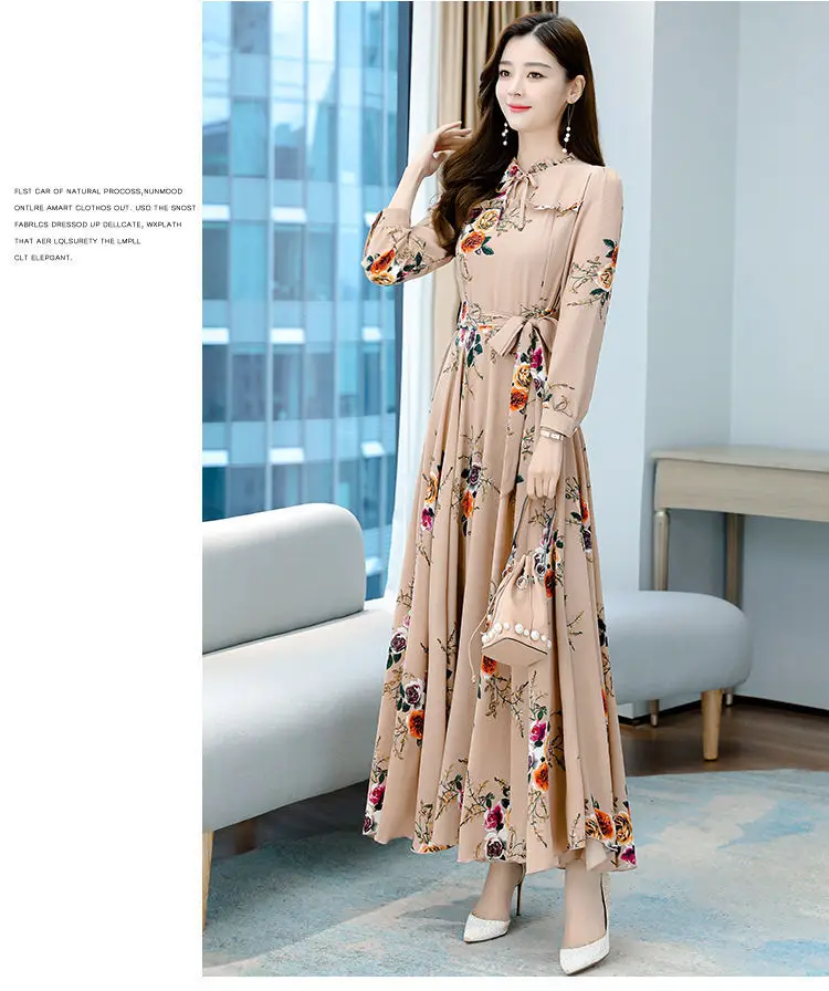 Elegant Floral Long Sleeve Dress for Women — feature 13