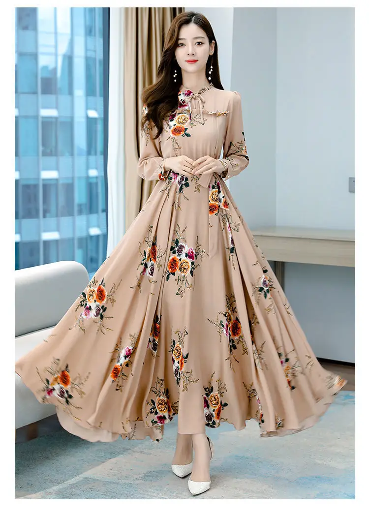 Elegant Floral Long Sleeve Dress for Women — feature 14