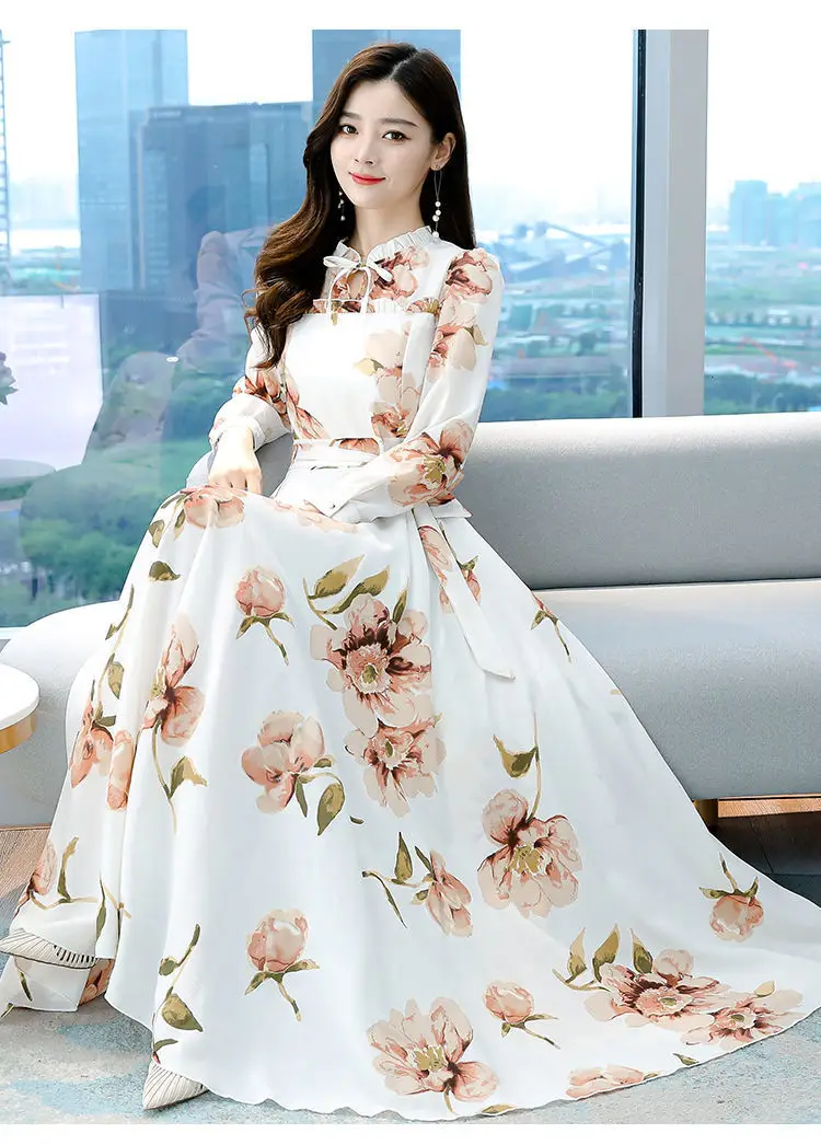 Elegant Floral Long Sleeve Dress for Women — feature 15