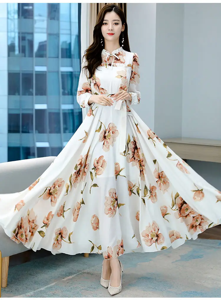 Elegant Floral Long Sleeve Dress for Women — feature 16