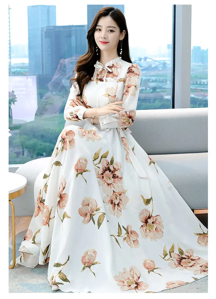 Elegant Floral Long Sleeve Dress for Women — feature 18
