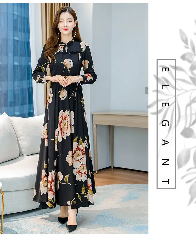 Elegant Floral Long Sleeve Dress for Women — feature 21