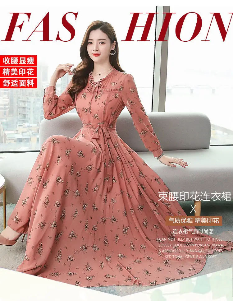 Elegant Floral Long Sleeve Dress for Women — feature 24