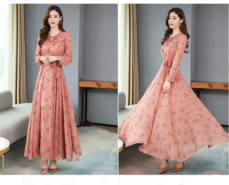 Elegant Floral Long Sleeve Dress for Women — feature 27