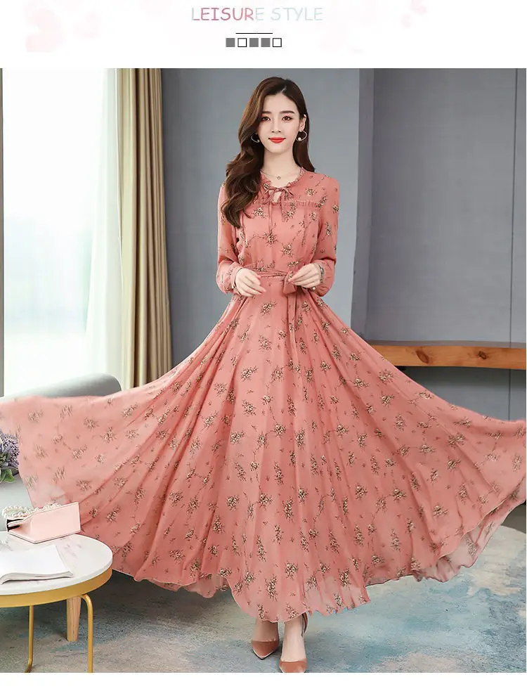 Elegant Floral Long Sleeve Dress for Women — feature 28