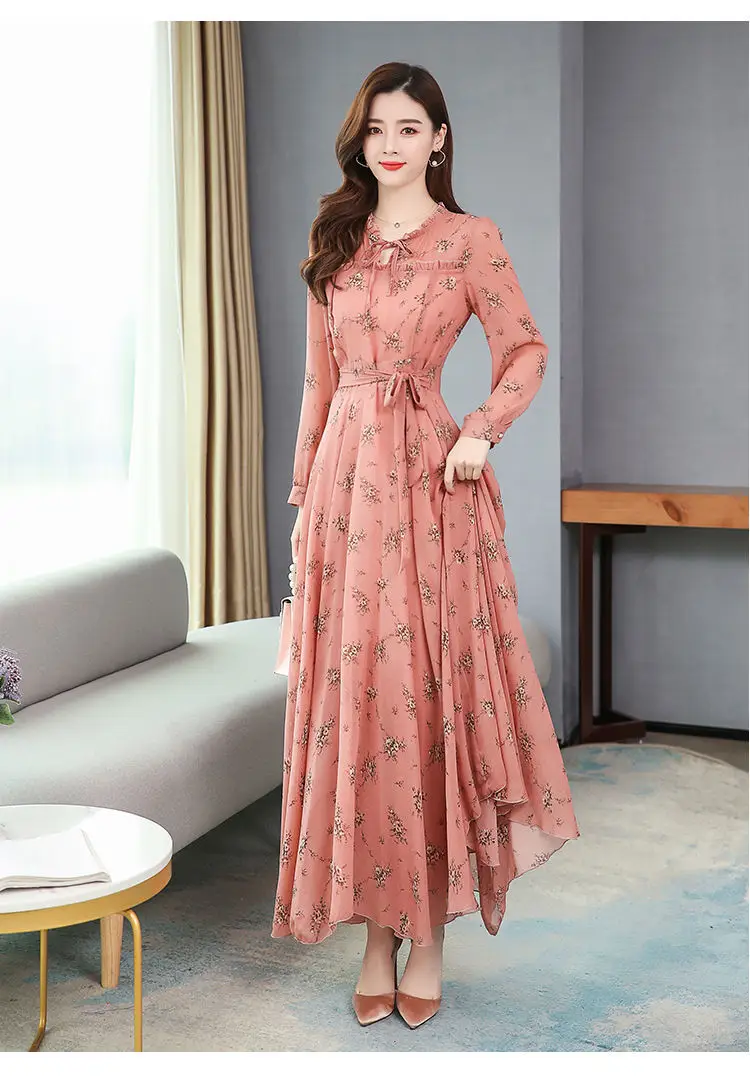 Elegant Floral Long Sleeve Dress for Women — feature 29