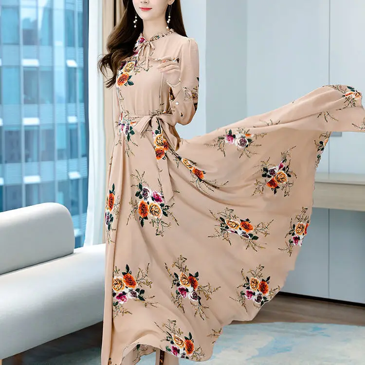 Elegant Floral Long Sleeve Dress for Women — feature 3