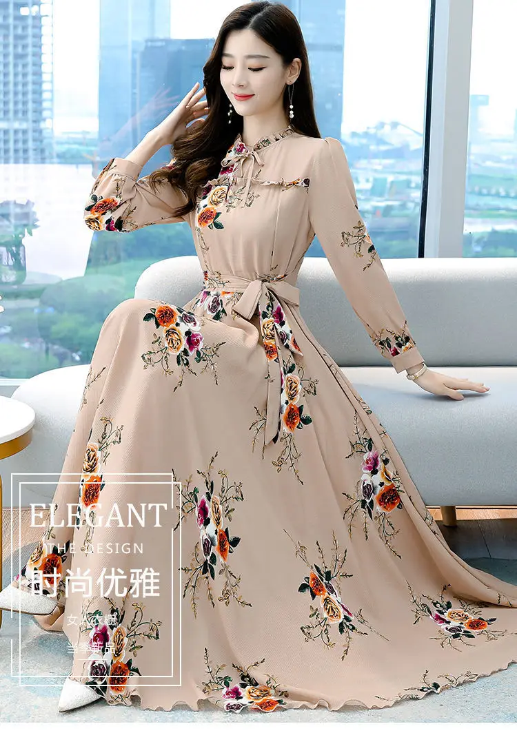 Elegant Floral Long Sleeve Dress for Women — feature 4