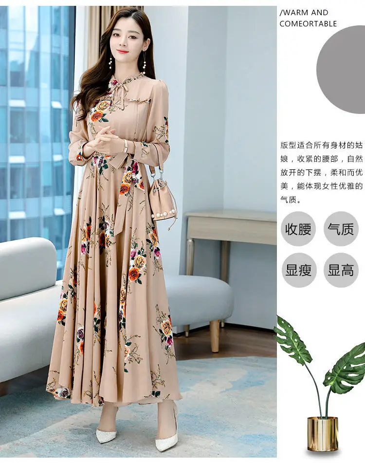 Elegant Floral Long Sleeve Dress for Women — feature 5