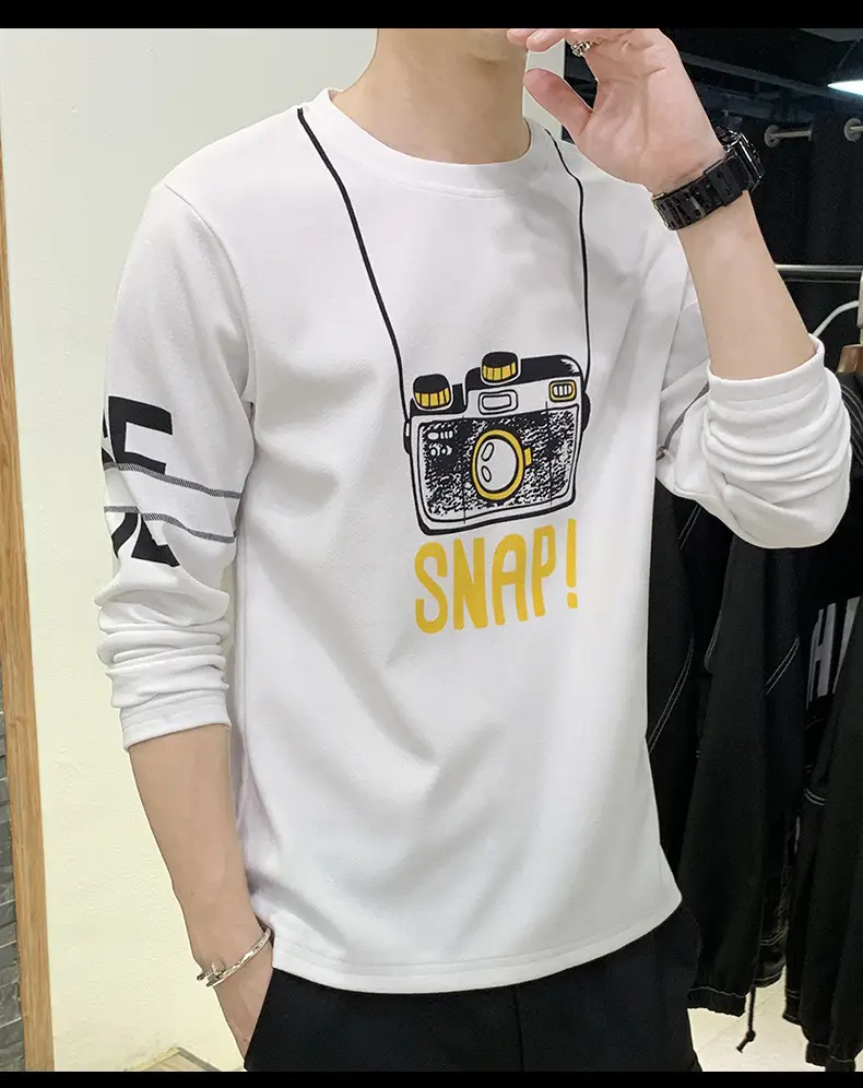 Long Sleeve T-Shirt Men Korean Style Loose Autum 2022 — feature 17