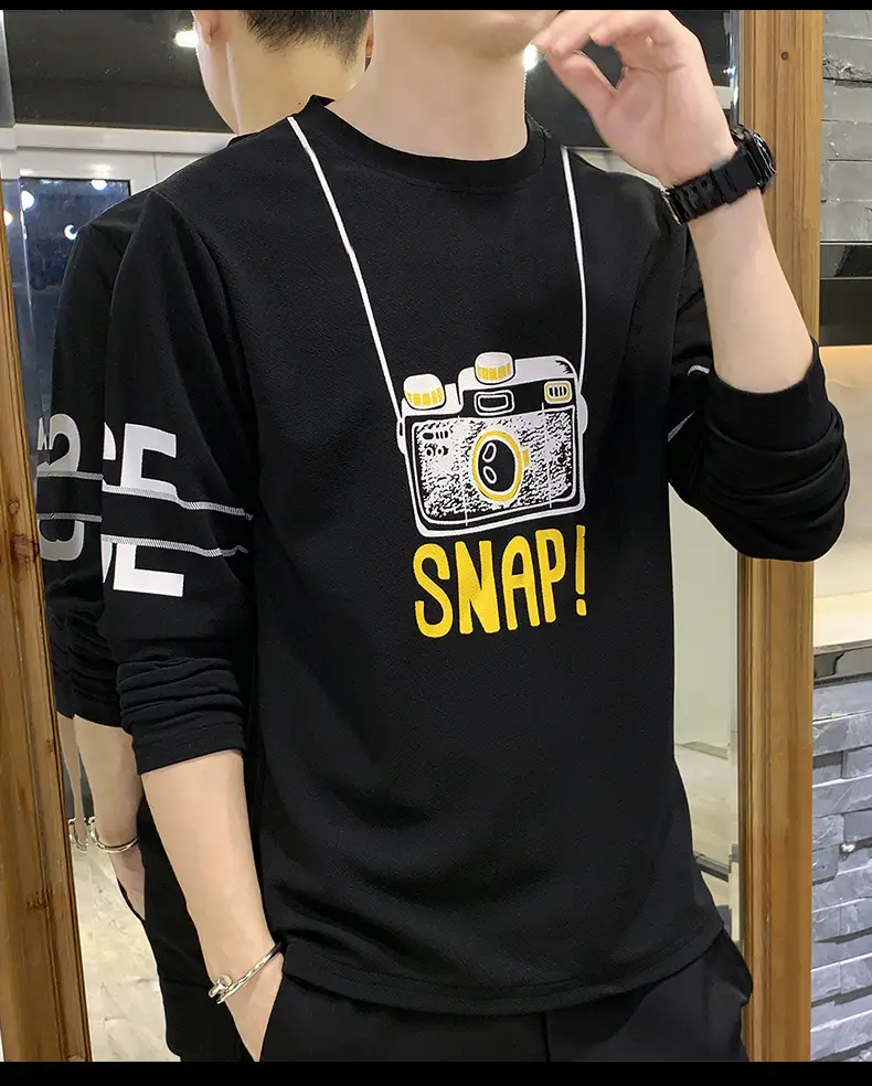 Long Sleeve T-Shirt Men Korean Style Loose Autum 2022 — feature 18