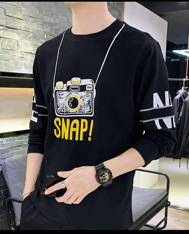Long Sleeve T-Shirt Men Korean Style Loose Autum 2022 — feature 19