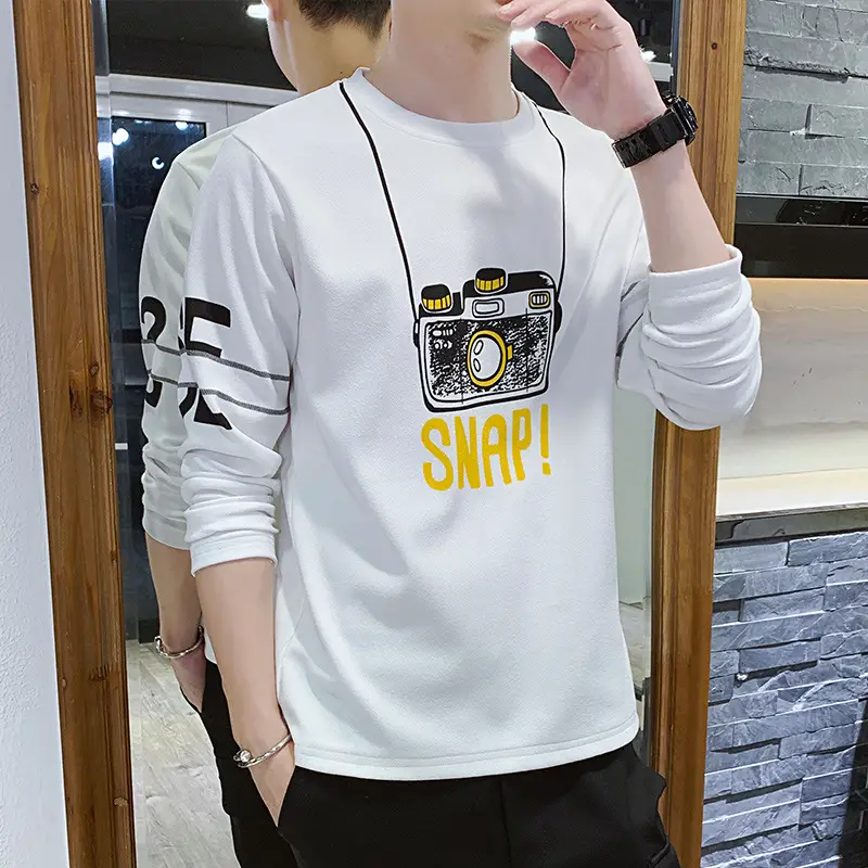 Long Sleeve T-Shirt Men Korean Style Loose Autum 2022 - Image 2
