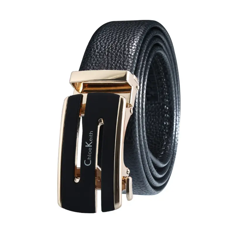Men's Black Leather Belt with Gold buckle - Image 21