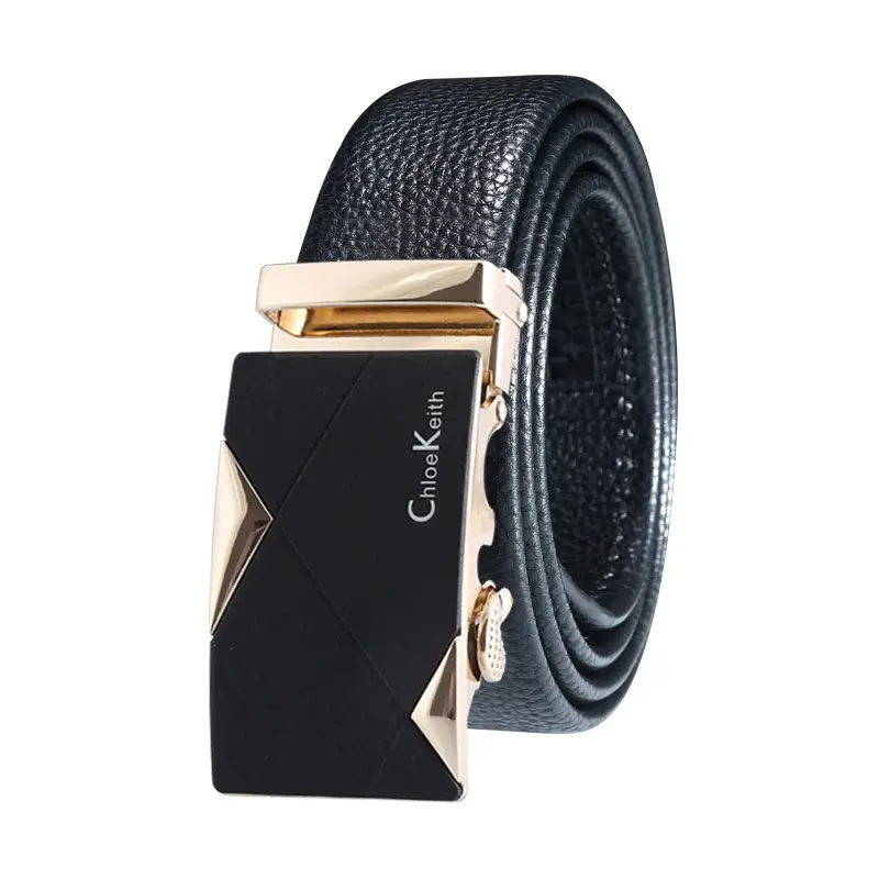 Men's Black Leather Belt with Gold buckle - Image 10