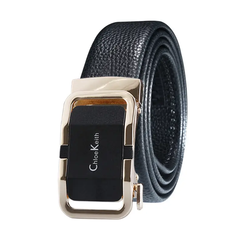 Men's Black Leather Belt with Gold buckle - Image 14