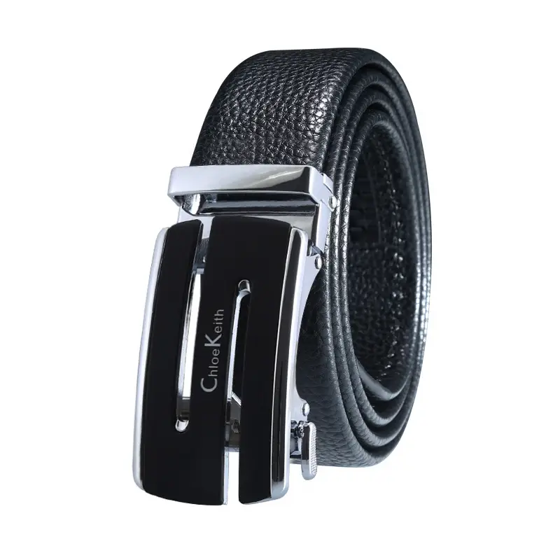 Men's Black Leather Belt with Gold buckle - Image 2