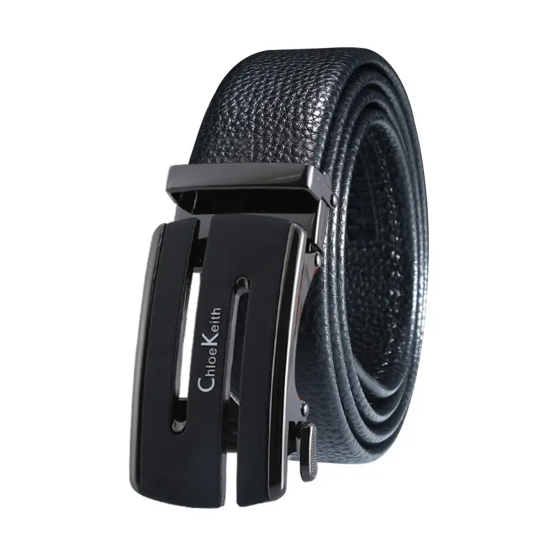 Men's Black Leather Belt with Gold buckle - Image 3
