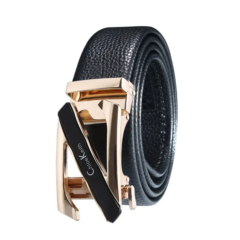 Men's Black Leather Belt with Gold buckle - Image 9