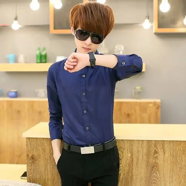 Men's White Korean Business Slim Fit Shirt - Image 11
