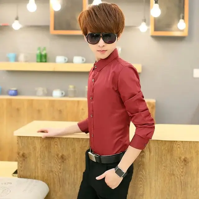 Men's White Korean Business Slim Fit Shirt - Image 3