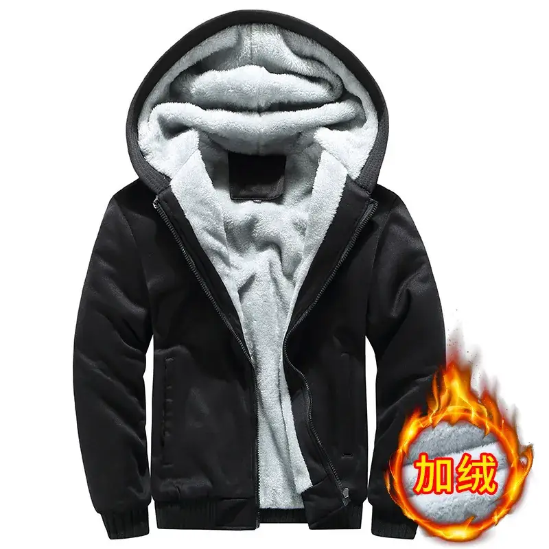 2025 Men Winter Hooded Velvet Jacket Large - Image 6