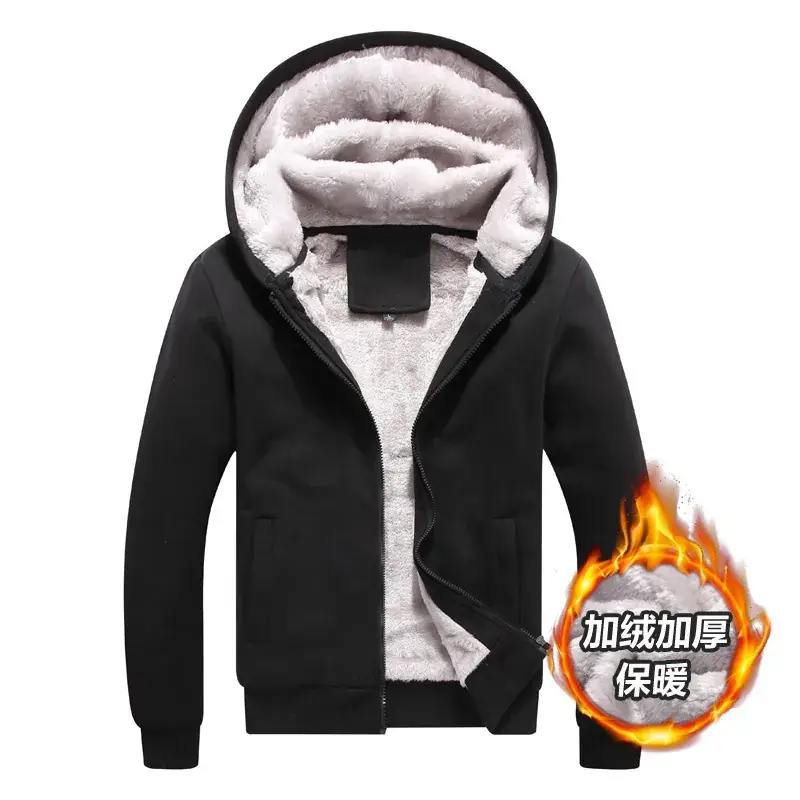 2025 Men Winter Hooded Velvet Jacket Large - Image 3