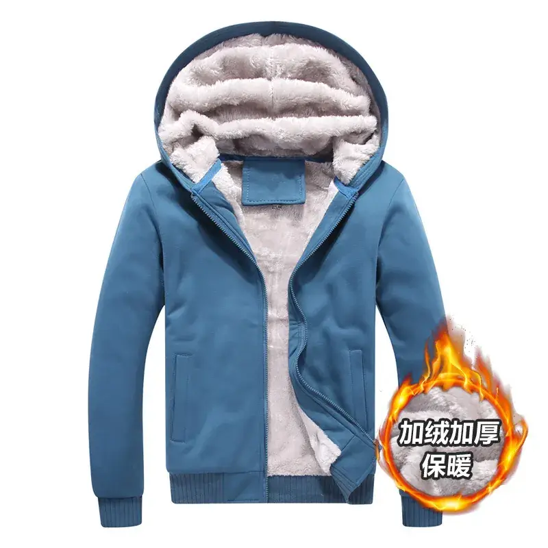 2025 Men Winter Hooded Velvet Jacket Large - Image 4