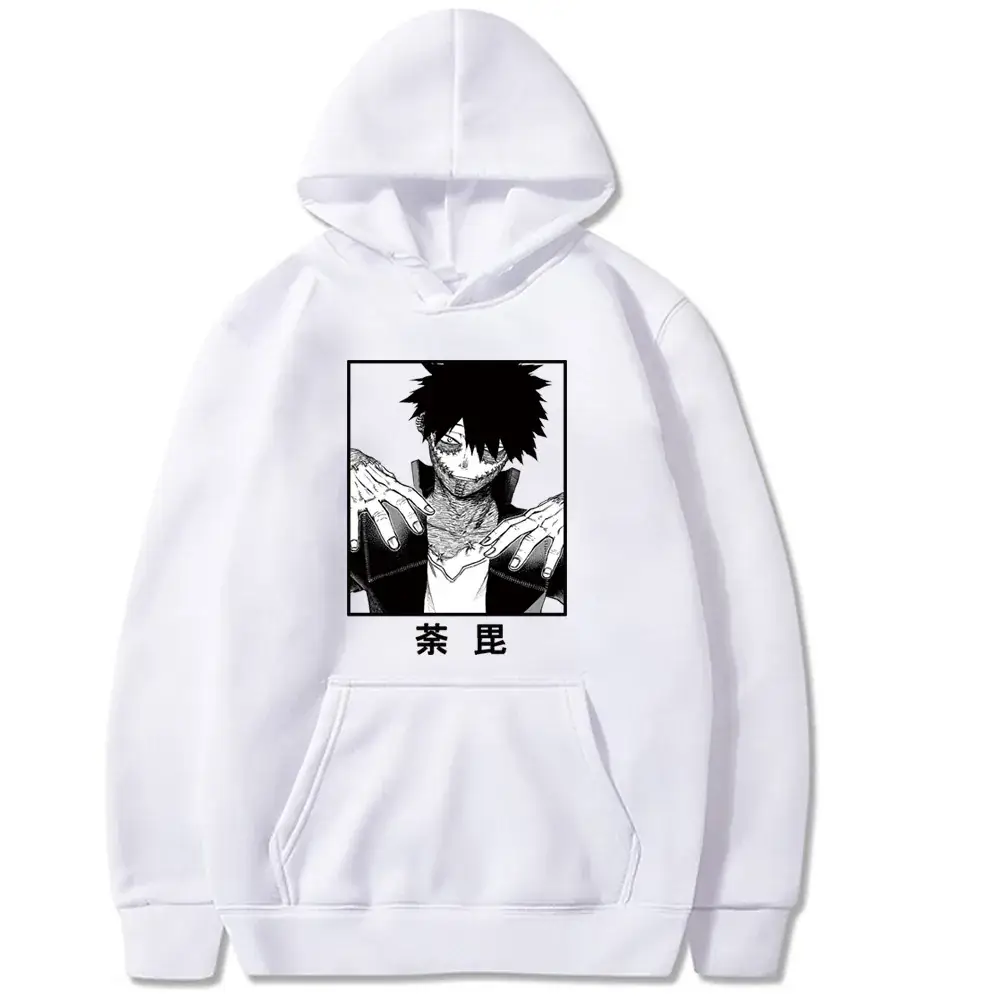 White Boku Cartoon Hoodie for Men