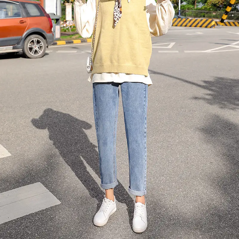 Women's Straight Leg Jeans Loose Autumn Winter Slimming Cropped Harem Pants - Image 4