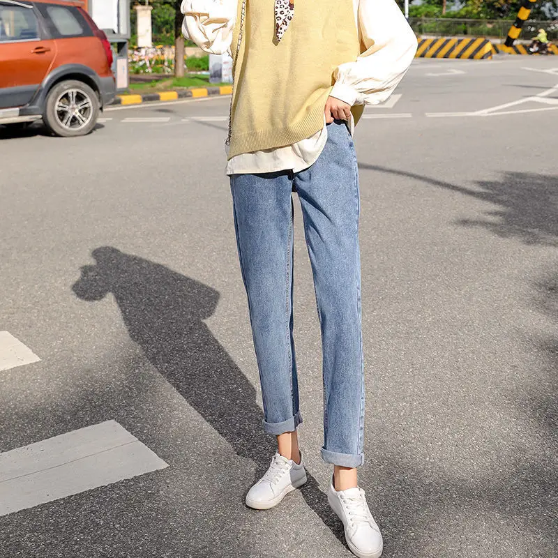 Women's Straight Leg Jeans Loose Autumn Winter Slimming Cropped Harem Pants - Image 5