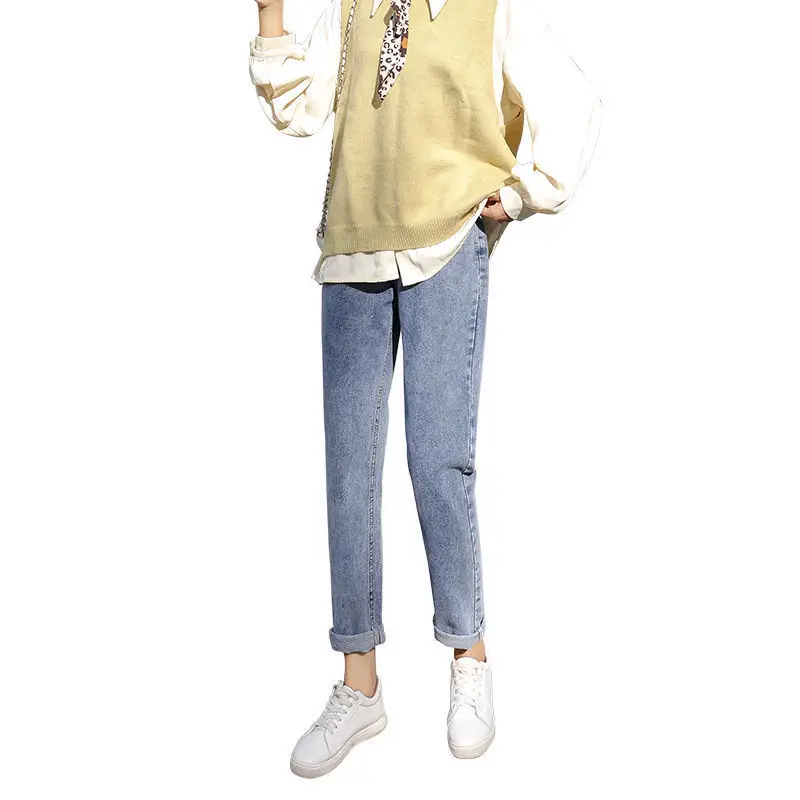 Women's Straight Leg Jeans Loose Autumn Winter Slimming Cropped Harem Pants - Image 7